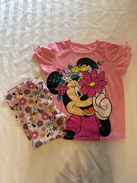 Disney Other - Disney Pink Minnie Mouse Floral Top & Leggings Set